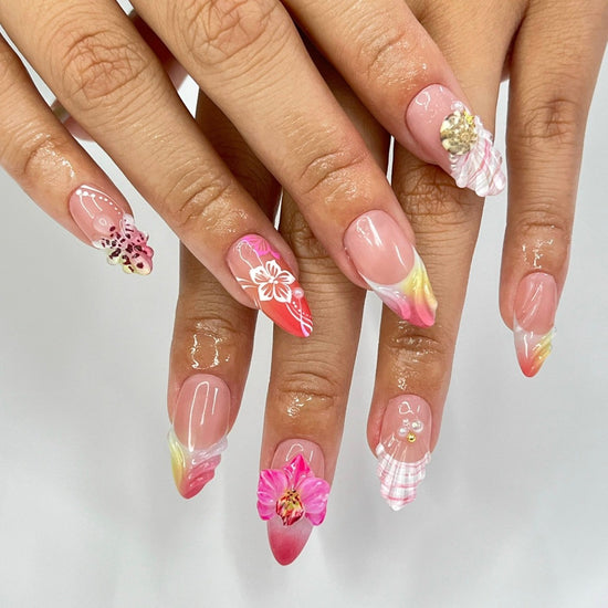 3D flowers handmade  summer press on nails