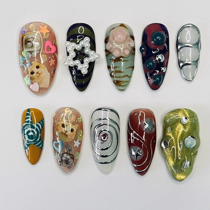 cat lover press on nails 