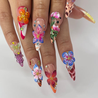 flower of summer handmade press on nails