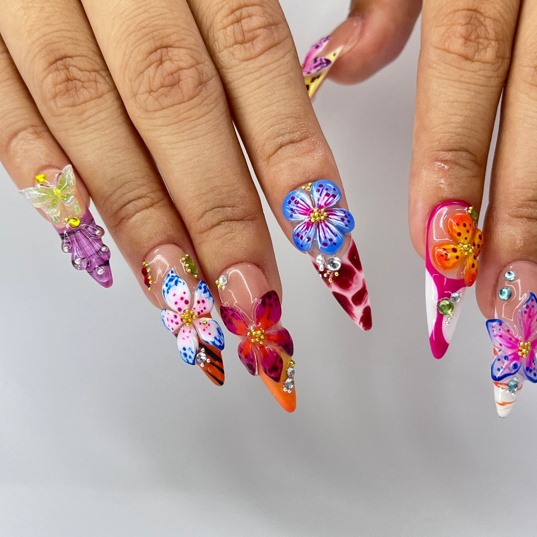 flower of summer handmade press on nails