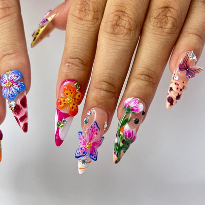 flower of summer handmade press on nails