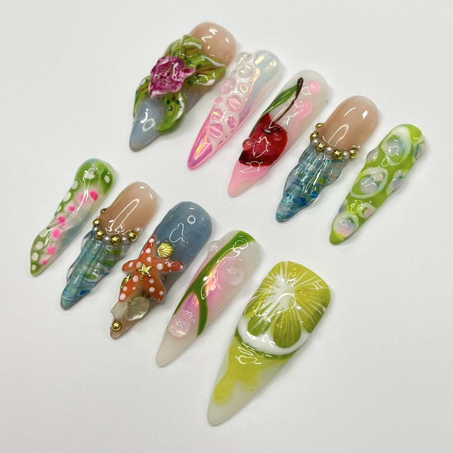 summer festival - handmade press on nails for summer vacation