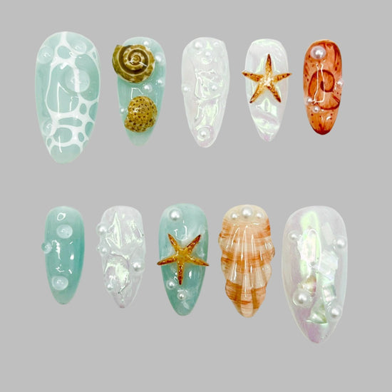 Ocean Pearl Inspo Summer Holiday Press on Nail