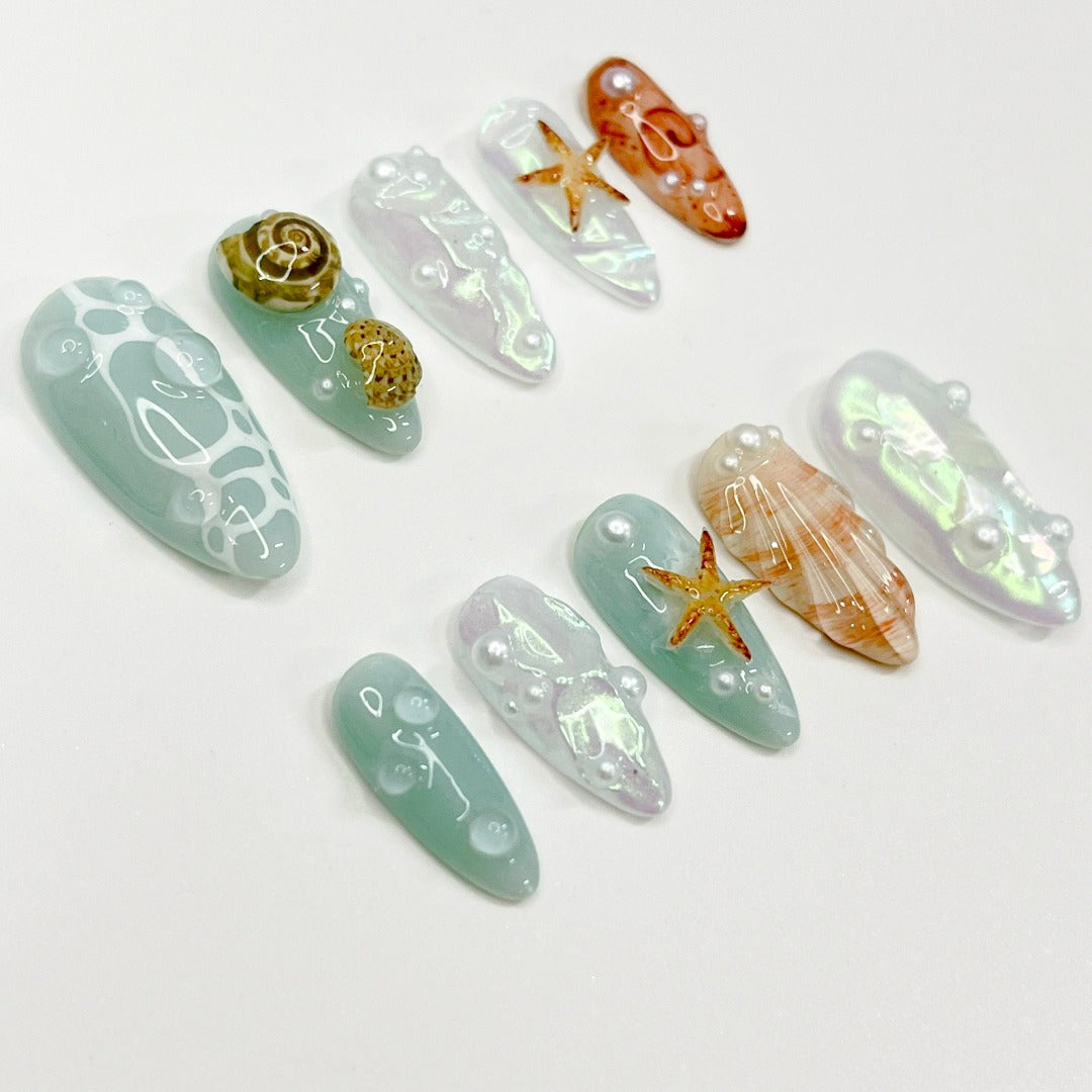 Ocean Pearl Inspo Summer Holiday Press on Nail