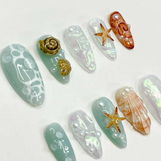 Ocean Pearl Inspo Summer Holiday Press on Nail