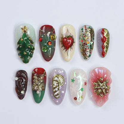 Christmas Joy- Christmas Collection Handmade Press On Nails - Gift for Her for holiday vacation birthday